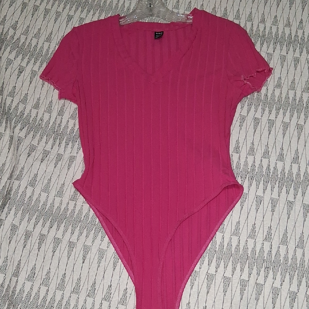 Pink Ribbed Bodysuit